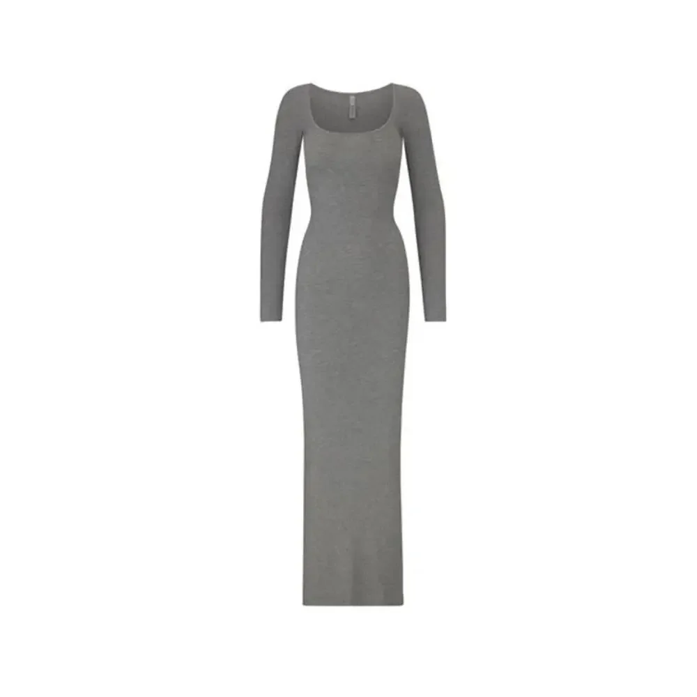 Skims Soft Lounge Long Sleeve Dress Maxi Gray Size Small